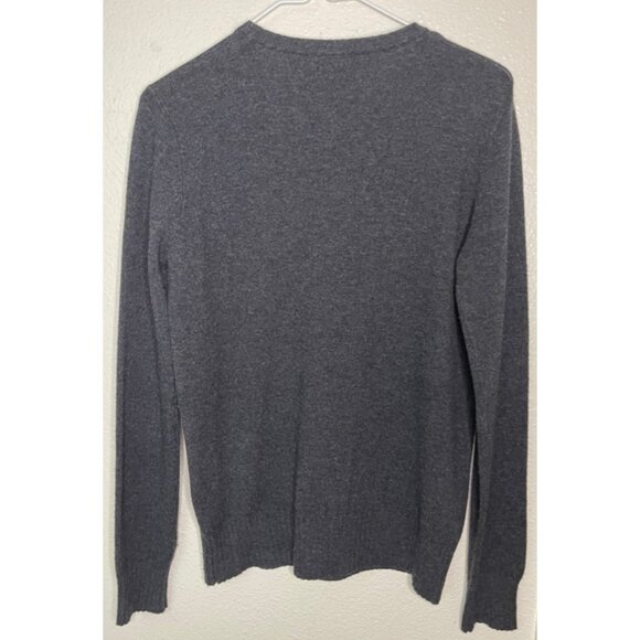 Tory Burch | Sparkle Logo Crewneck Wool Cashmere Blend Grey Sweater - Picture 2 of 6